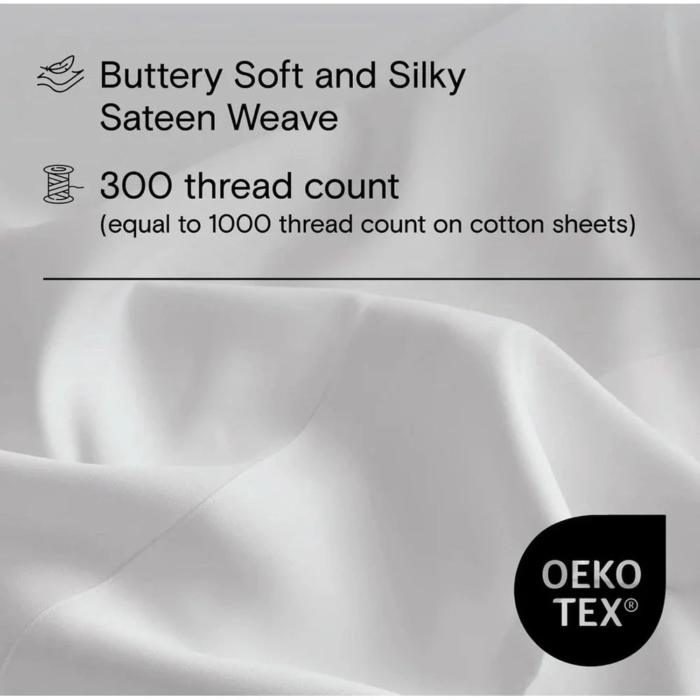 DOZ‎ Duvet Cover Set, 100% Viscose Derived from Bamboo, Organically Grown, Snow